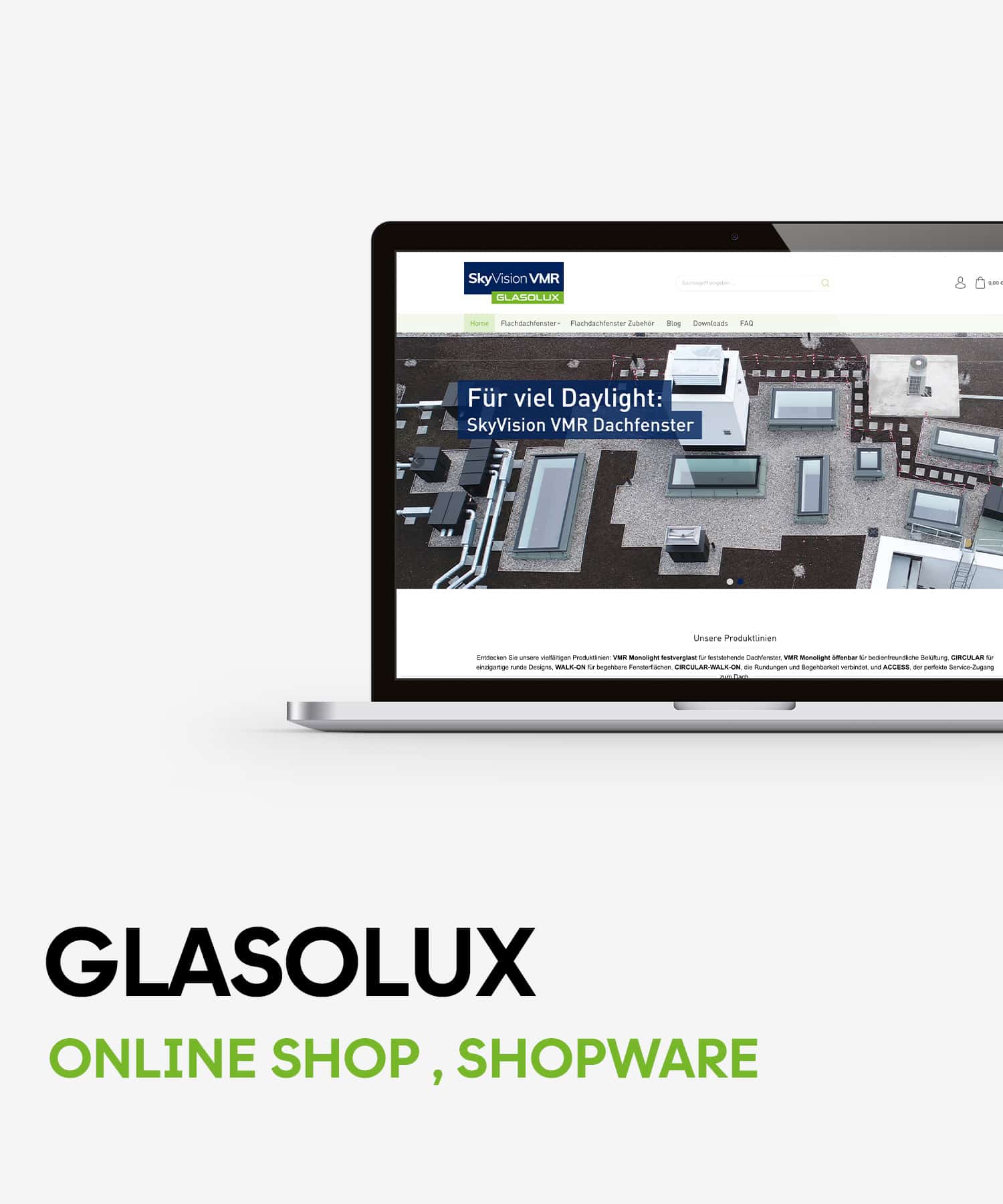 GLASOLUX Online Shop, Umgesetzt mit Shopware